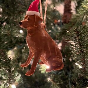 3D Dog with Santa Hat Christmas Ornament. Labrador